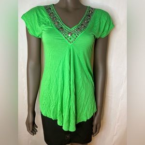 INC Green Beaded Top